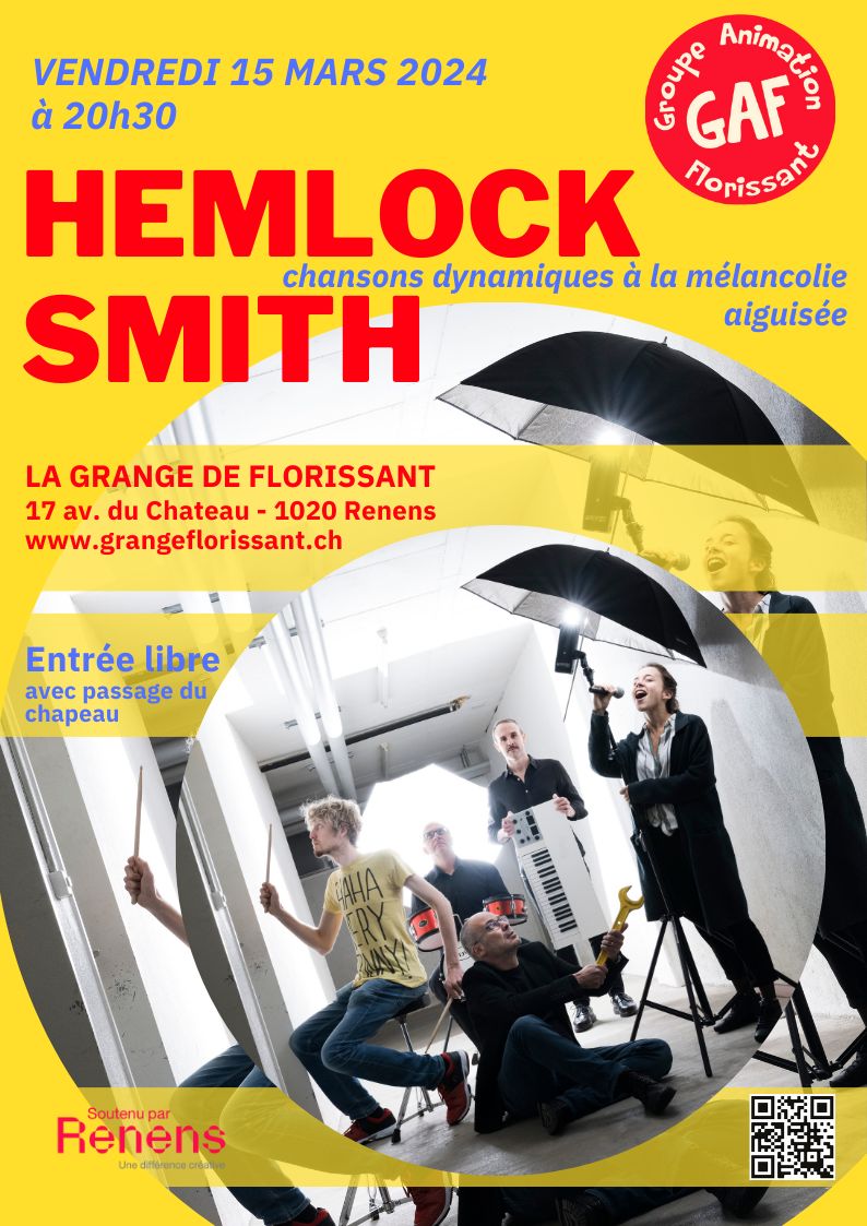 VE 15 mars à 20h30 – Concert Hemlock Smith – Renens